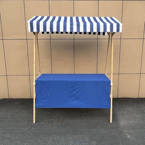 HARELA Bärbar trävagn för säljare, bärbar matvisningsstativ för utomhusevenemang, gatumarknader och festivaler (blå, 120 cm/47,2 tum)