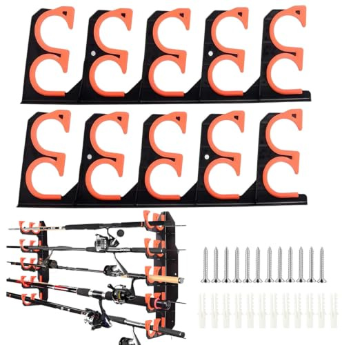 SKIKHN 1 Par Soporte para Cañas de Pescar, Soporte Cañas Pescar Pared y Techo con Goma PU Suave, Fishing Rod Holder Wall, Organizador Cañas Pescar Horizontal para Taco de Billar Garaje
