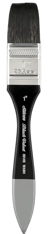 Silver Brush Limited 3014S-1 Black Velvet Wide Wash Blender Paintbrush for Watercolor, Gouache, Inks, & Dyes, Size 1 Inch, Short Handle