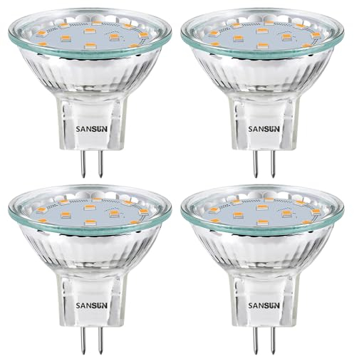 LED-Leuchtmittel, 3W MR11, 12V 20W Halogen-Ersatz, GU4, Bi-Pin-Sockel, weiches Weiß, 3000K, nicht dimmbar, 4 Stück