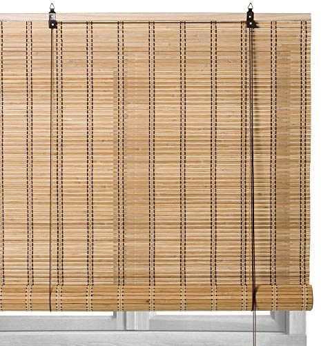 LOLAhome - Persiana Estor Enrollable de bambú Natural de Estilo rústico para Dar Sombra, protección Solar o escurecer Puertas o Ventanas (Natural, 120X180 CM)