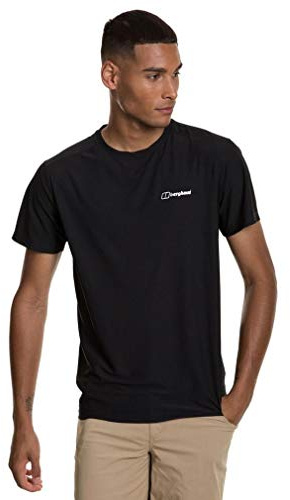 Berghaus Men's 24/7 Short Sleeve Crew Tech Baselayer T-Shirt | Moisture Wicking | Breathable, Black/Black, XL