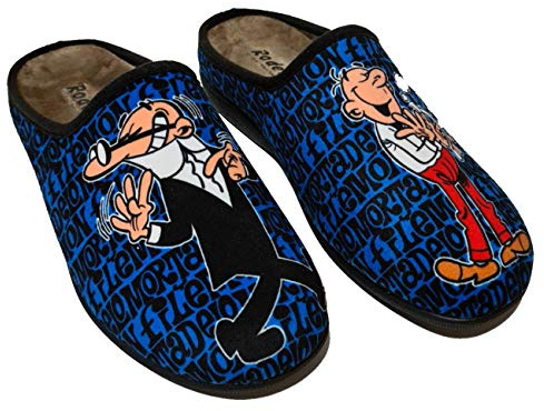 Rodevil Zapatillas casa para hombre divertidas cómodas Mortadelo y Filemón abiertas y cerradas - Licencia Oficial (Talón abierto, 46)