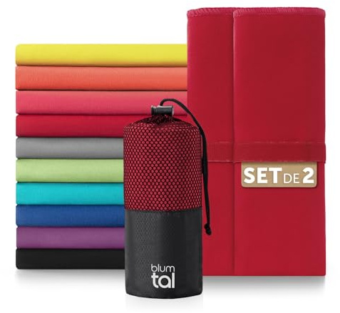 Blumtal Asciugamani in Microfibra 80x40 cm Set da 2 – Asciugatura Rapida, Morbidi e Compatti, Perfetti per Palestra, Sport e Viaggio, Rosso