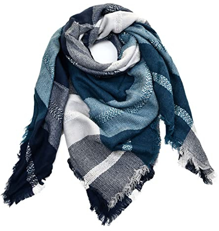 Autiga® Damen Schaltuch Winter Strickschal kariert Karo XXL Wollschal Oversized Quadratisch Winterschal