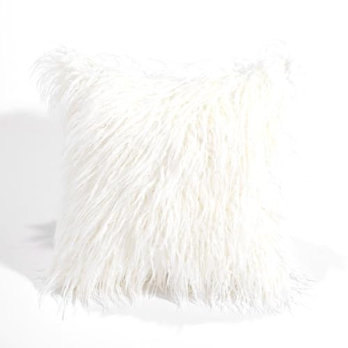 Egurs Kunstfell Kissenbezug Langhaar Plüsch Kopfkissenbezug ZierKissenbezug Flauschig Felloptik Dekorative Kissenbezüge Kissen Couchkissen Künstlich Pelz Throw Kissenhülle