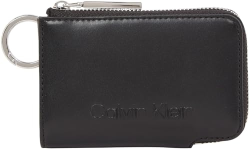 Calvin Klein Damen Kartenetui Embossed Logo Zip Cardholder mit Reißverschluss, Schwarz (Ck Black), Einheitsgröße