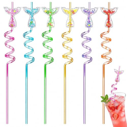 ZALHIN Paquete de 24 pajitas de plástico reutilizables para niños, pajitas rizadas para niños, fiesta de cumpleaños, Navidad, decoración de mesa, fiesta familiar