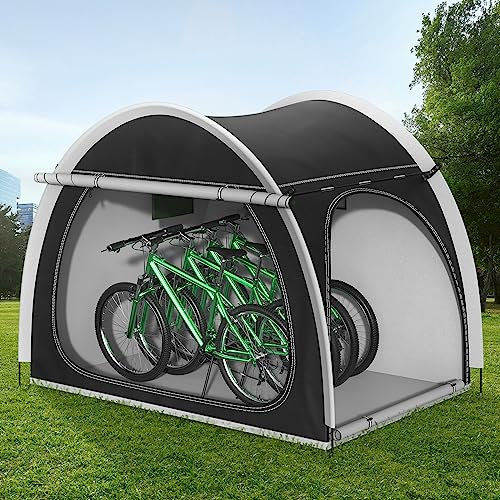 Outdoor Bike Storage Shed Tent 210x150x165CM Bike Cover for Outside Storage, Oversized Waterproof Bike Storage Tent for 3-4 Bikes, Portable Protective Cover Bikes, Small Motorcycles and Garden Tools