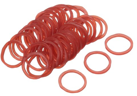 sourcing map 100 Pack Rubber Band Stretchable Rubber Elastic Band Red 20mm x 1.4mm Hair Rubber Bands for Home Office