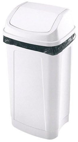 Générique Poubelle Swing 50 litres rectangle à couvercle basculant (Blanc)