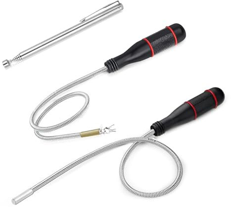 Juego de 3 levantadores magnéticos con cuello de cisne flexible de 500 mm, portátil y flexible, fuerte agarre magnético con barra magnética extensible para recoger piezas pequeñas