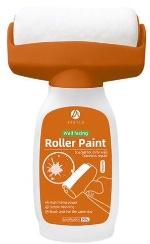 CLIUNT Wandfarbe Ausbessern Weiß, 500g Ausbesserungsfarbe Weiss Roller, Wand Reparatur Rollbürste, Wandreparatur Rollenfarbe, für Graffiti Kratzer Flecken Risse Und Beschädigte Wände