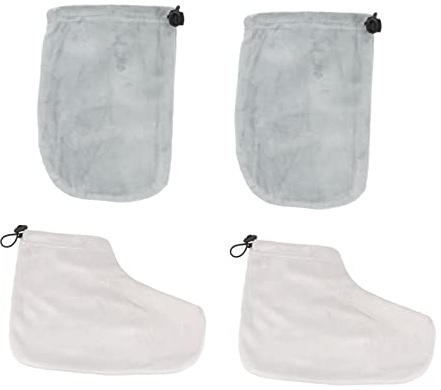 Set 2 Paia di Guanti e Copri Piedi, in Cotone per Terapia alla Paraffina | Peluche Morbido, per Spa e Salone di Bellezza, Aiuta a Trattenere Calore, Colore Casuale