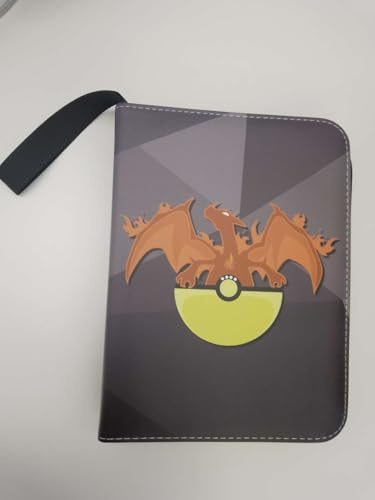 Album pour cartes à collectionner - Classeur pour cartes avec fermeture éclair et poignée, 9 poches par page, espace pour 900 cartes - Motif dragon de feu - Pour enfants et collectionneurs