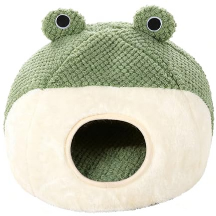 Sxhlseller Letto Grotta per Gatti, Tenda in Morbida Peluche per Gatti e Gattini da Interno con Cuscino Lavabile Rimovibile, Fondo Impermeabile Antiscivolo Design Nido 2 in 1 Verde S (S)
