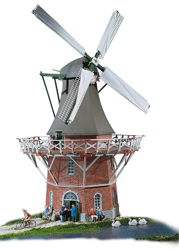 POLA 331701 - Große Windmühle | Niederländische Bauweise, Gemauerter Unterbau, Ohne Motor, Windbetrieb möglich, Motor nachrüstbar