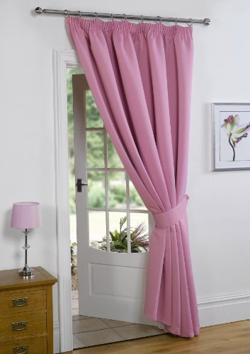 viceroy bedding PINK 66 Width x 84 Drop (Only 1 Panel), Supersoft Thermal BLACKOUT PENCIL PLEAT/TAPE TOP DOOR CURTAIN, 'Winter Warm but Summer Cool