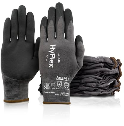 Ansell HyFlex HERO Series, Mehrzweck-Arbeitshandschuhe, Industrie-Schutzhandschuhe für Mechanik, Werkstatt und Montage, Schwarz