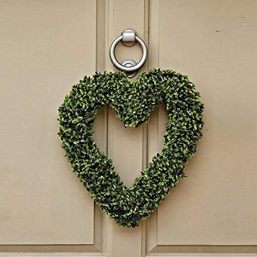 HomeZone Garden Mile Artificial Topiary Wreath Large Hanging Spring Summer Door Wreath Outdoor Garden Decoration Indoor Garland with Foliage 40cm Heart Shaped Welcome Door Wreath