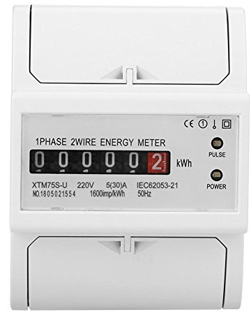 220V Compteur D'Énergie Électrique Monophasé Numérique Multifonctionnel Sur DIN Rail Meter 2 Ligne 4P (5(30) A)