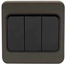 Schneider Electric Lisse Screwless Deco - 3 Gang Wide Rocker 2 Way Light Switch, 10AX, GGBL1032WBMB, Mocha Bronze with Black Insert