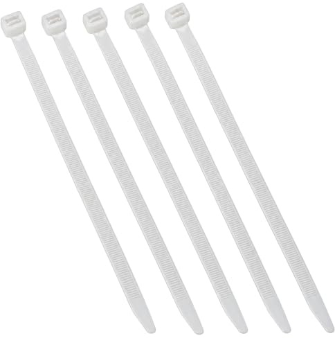 On1shelf Heavy Duty Cable Ties, 750 x 9mm, White, Pack of 5 | Extra-long nylon tie wraps for large cable, hose and equipment bundles