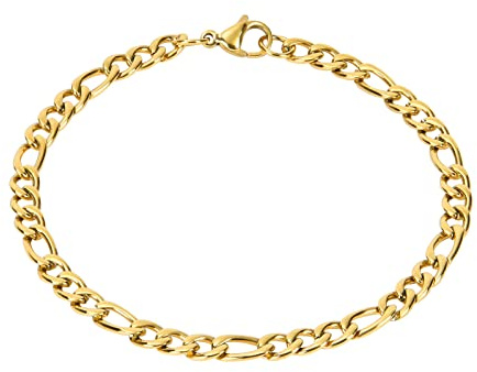 flintronic Men's Strong Antique Silver Bracelet, Fashion Retro Titanium Steel Simple Six-sided Flat Denim Bracelet