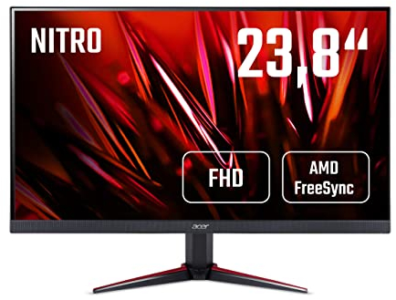 Acer Nitro VG240Y Gaming Monitor 23,8 Zoll (60 cm Bildschirm) Full HD, 75Hz HDMI/DP, 60Hz VGA, 1ms (VRB), 2xHDMI 1.4, VGA, HDMI/DP FreeSync, Schwarz