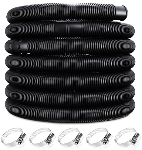 Monzana® Tuyau Piscine 38 mm 10m Flexible Manchons 5X Colliers Tuyau Filtration Piscine Hors-Sol Pompe Filtre à Sable Tuyau annelé étanche résistant UV Chlore Noir