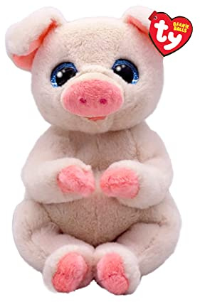 TY Beanie Bellies Penelope la Maialina con gli Occhioni Azzurri Glitter, i Coccolosi Animaletti di Peluche con il Pancino Morbido Originali Ty 20 Cm T41057