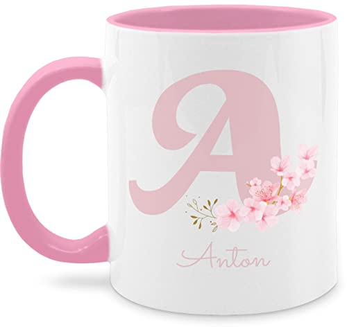 Tasse Tassen 325ml - Anfangsbuchstabe Name - Personalisierte Geschenke mit Anfangsbuchstaben I Geschenkideen mit Namen - 325 ml - Rosa - kaffeetasse und buchstabentasse buchstaben buchstabe mug