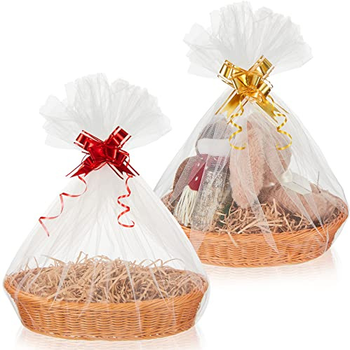 Hestya 2 Set Leerer Korb für Geschenke Präsentkörbe für Weihnachten Machen Sie Ihren Eigenen Korb Kit Weiden Präsentkörbe zum Basteln für Hochzeit Geburtstag Party Taufe, 35 x 25 cm