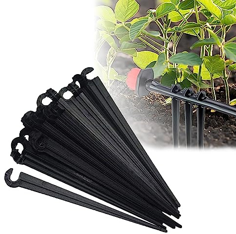 100 Piezas Riego por Goteo Apoyo Estacas, Estacas Soporte Riego por Goteo Plástico, Soporte para Tuberías para Manguera de Riego para Sistema de Goteo Jardin