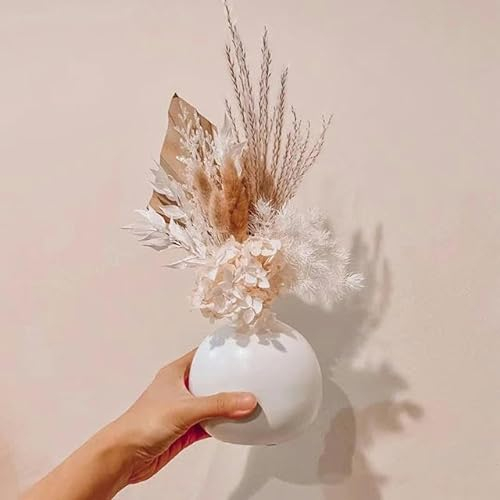 NEU Weißer Trockenblumenstrauß Konservierte Hortensien Natürliche Blumen Hybridstrauß Hochzeit Home Decor-B Keine Vase-20-30CM Keine VASE