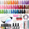 VANREESA Uñas Semipermanentes Kit Completo y Lámpara U V 24 Colores Kit Uñas Semipermanentes con Base Top Mate Top Coat Kit Manicura Semipermanente para Principiante