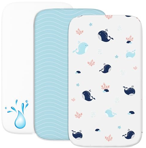 Sweety Fox Cododo påslakan (set med 2) 1 vattentät madrassskydd med resår - 3-i-1 - Storlek 50x83 cm - Kompatibel med spjälsängar, Cododo Bebe Madrasssäng - för flickor och pojkar - Havsmönster, Hav