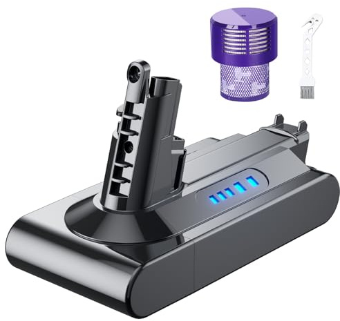 V10 Akku für Dyson, Powtree Ersatzakku für Dyson V10 SV12 Absolute Animal Motörhead Fluffy Total Clean Cyclone 206340 969352-02 Akku-Staubsauger (1 Filter + 3 Schrauben)