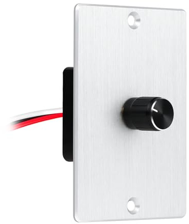 Obeaming 12V Rotary Dimmer Switch, PWM, Silver, ON-OFF, IP44, 15A@12V, 180W, Aluminum, Panel Mount, DC12V/24V, RV, Boat, Camper, Trailer, LED Strip Light, Fan Speed Control