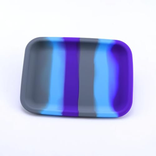 My Drugs Vassoio per rollare in Silicone Premium: Grande, con Bordi Arrotondati e tecnologia SureGrip, Ideale per Gli Accessori - 20 cm x 15 cm (Grigio-Azzurro-Viola), MDST0124