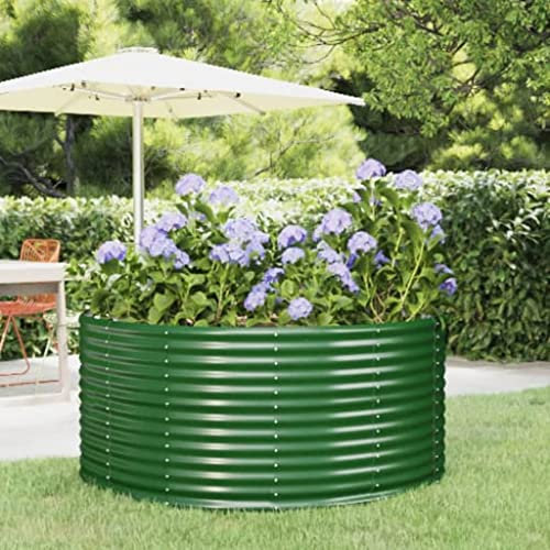Hochbeete Für Garten Pflanzkübel Gemüsebeet Kräuterspirale Hochbeet Metall Hochbeet Alu Hochbeet Groß Pflanzbeet Planter Pflanzkasten Anthrazit-Grün||140x140x68 cm