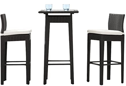 3-teiliges Terrassenset für den Außenbereich, Bistrotisch und Stuhl für die Freizeit, hoher Konversationsstuhl für 2 Personen, Terrassenmöbel für den Außenbereich und Beistelltisch für den Whirlpool