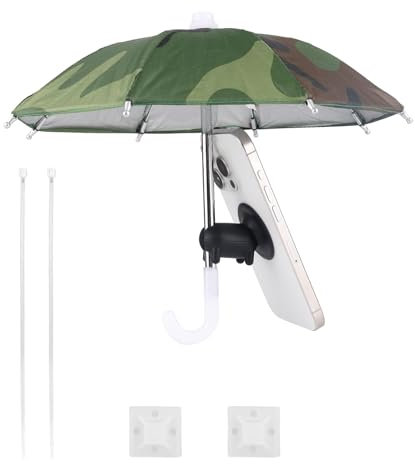 XIHIRCD Cell Phone Umbrella, Phone Holder Stand Suction for Sun with Cute Piggy Sucker Phone Shade for Pool Mobile Phone Sunshade Decoration(Camouflage)