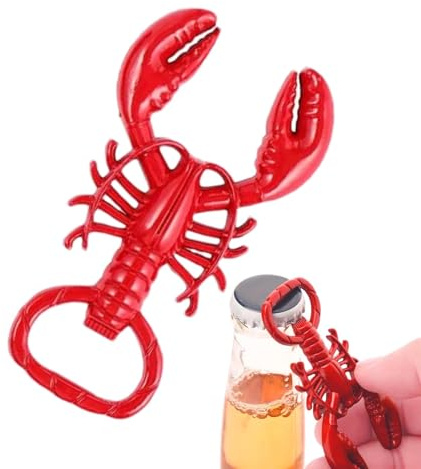 Herramienta para abrir cerveza, abrebotellas para decoración de vasos de pescado crudo - Abrebotellas con forma de langosta | Herramienta práctica, imán decorativo, llavero, adhesivo para frigoríficos