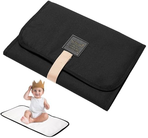 Faltbare Baby-Reise-Wickelunterlage, tragbare Baby-Wickelunterlage, Wickelunterlage, weich, wasserdicht, tragbar, Wickelunterlage, Baby-Essentials (schwarz)