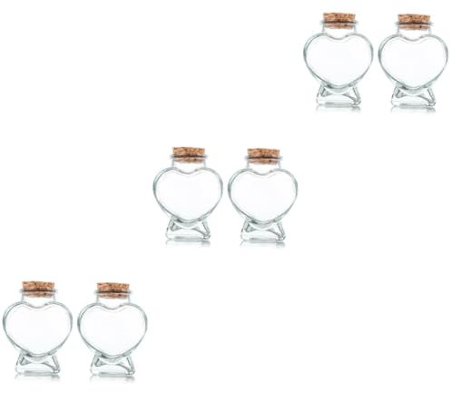 RORPOIR 6pcs Unique Glass Jars Corks Wish Jars Diy Bottle Glass Containers for Art Decoration
