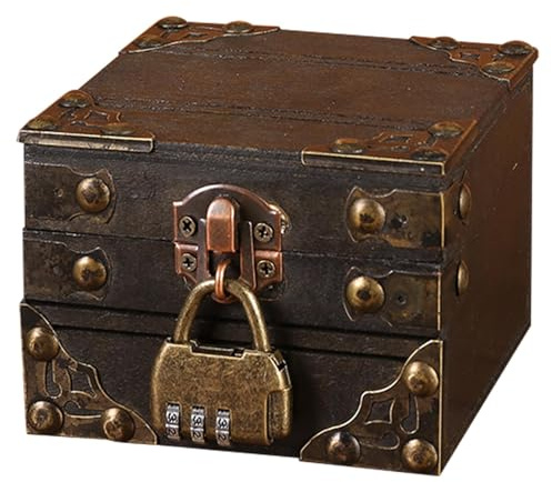 Vintage Schatzkiste - Retro-Schatzkiste, Schmucktruhe, Mit Schloss, Schmuckschatulle Aus | Kleine Schmuck-Andenkenbox Für Schreibtisch-Organizer, Kindergeschenk, Heimdekoration
