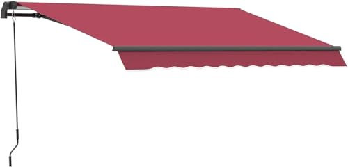 JMORCO Klemmmarkise 10' x 8' Manuell einziehbare Markise, Sonnenschutz for Terrasse, Deck und Hof mit UV-Schutz und einfachem Öffnen(Red)