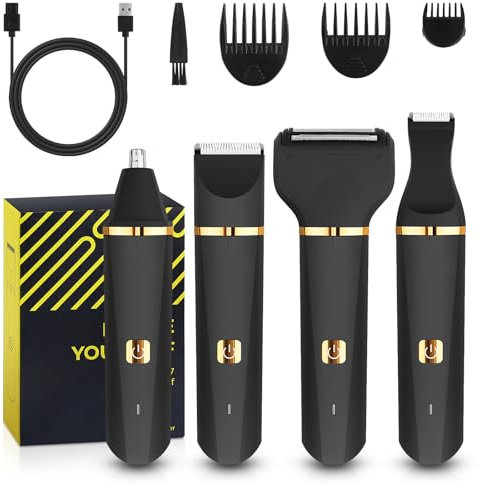 Henakmsl Rasoio Elettrico da Donna, Trimmer 4 in 1 per Viso/Naso/Sopracciglia/Gambe/Tagliapeli Pubici, IPX7 Uso Bagnato e Asciutto