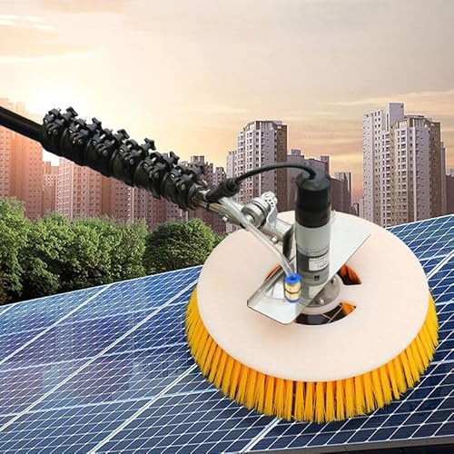WEIMILOR Reinigungsbürste und -Stange für Solarmodule, multifunktionale Reinigungswerkzeuge für Solarmodule, wassergespeistes Stangenset, rotierender Bürstenkopf, Reinigungsmaschine,2m